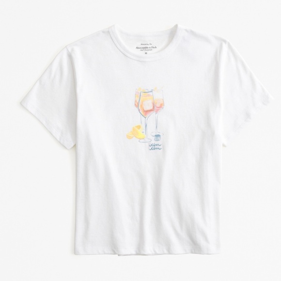Abercrombie & Fitch Short-Sleeve Cocktail Graphic Skimming Tee - Picture 1 of 8